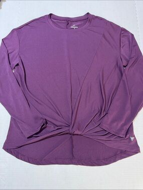 Yogasmoga Women's Long Sleeve Twist-Front Tee - Eggplant Purple 114